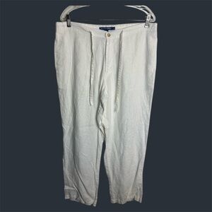Quickreflex men’s 100% linen Drawstring Pants White Size M 34 Fits (36X31) Resor